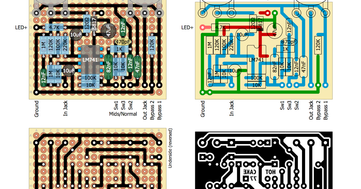 Perf and PCB Effects Layouts: Crowther Audio '77 Hot Cake